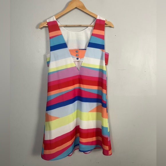 Crosby by Molly Burch Collins rainbow stripe mod dress size small - Picture 4 of 8